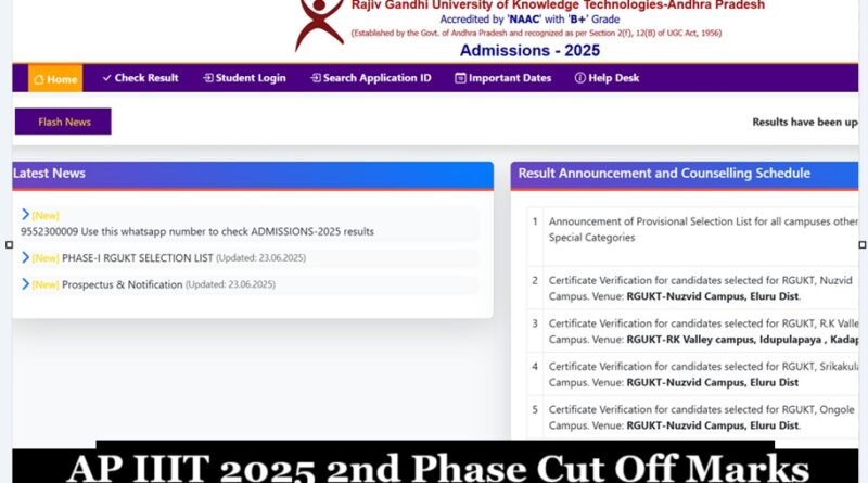 AP IIIT 2025 2nd Phase Cut Off Marks